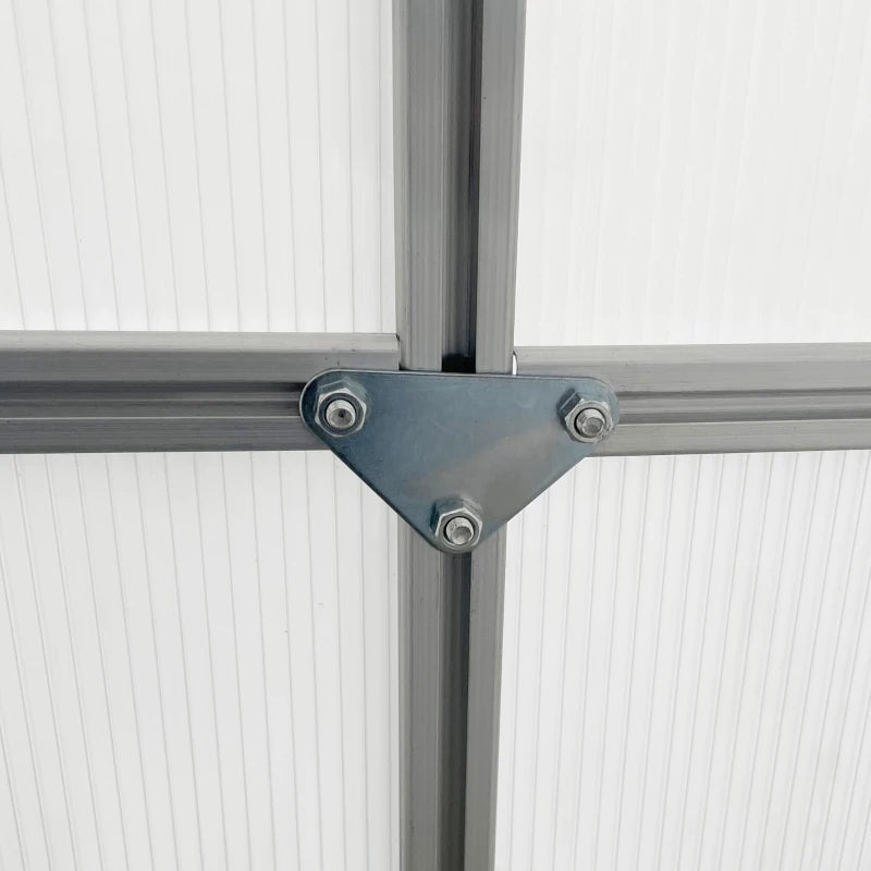 Outsunny 6' x 12' x 6.5' Walk-in Greenhouse, Polycarbonate Greenhouse with Adjustable Roof Vent, Base, Sliding Door, Clear