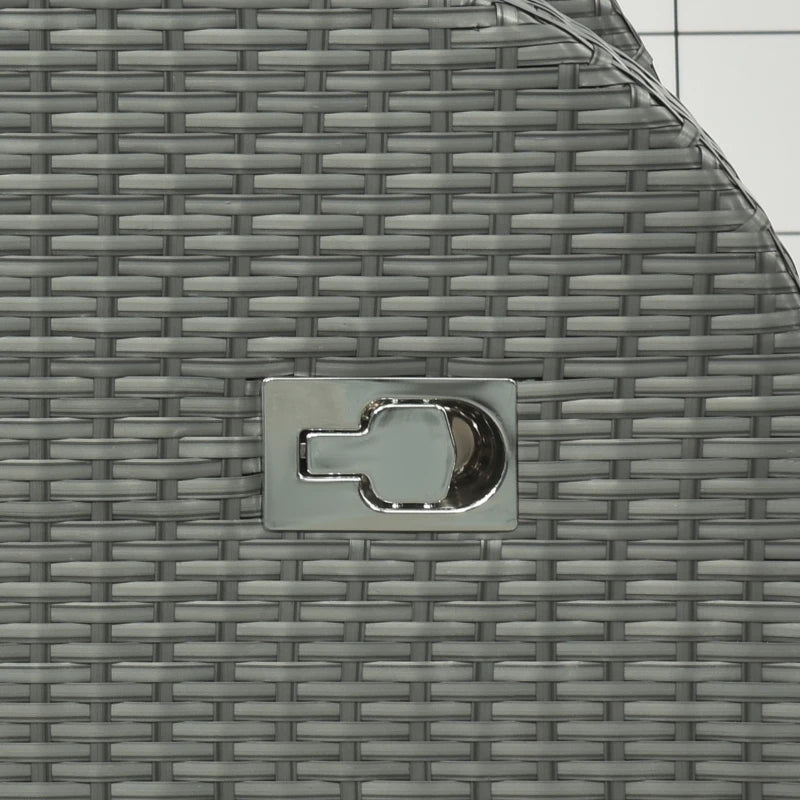 Outsunny Patio Furniture with Cushions, 6 Pieces PE Wicker Patio Sectional Furniture Conversation Set w/ a Three-Seat Sofa, 2 Recliner Chairs, 2 Footstools & Table, Dark Blue