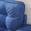 HOMCOM Mid-Century Sofa, Couch with Button-Tufted Back Cushion, Velvet Feel Fabric Upholstery, 2 Cylindrical Pillows and Rubber Wood Legs, Dark Blue