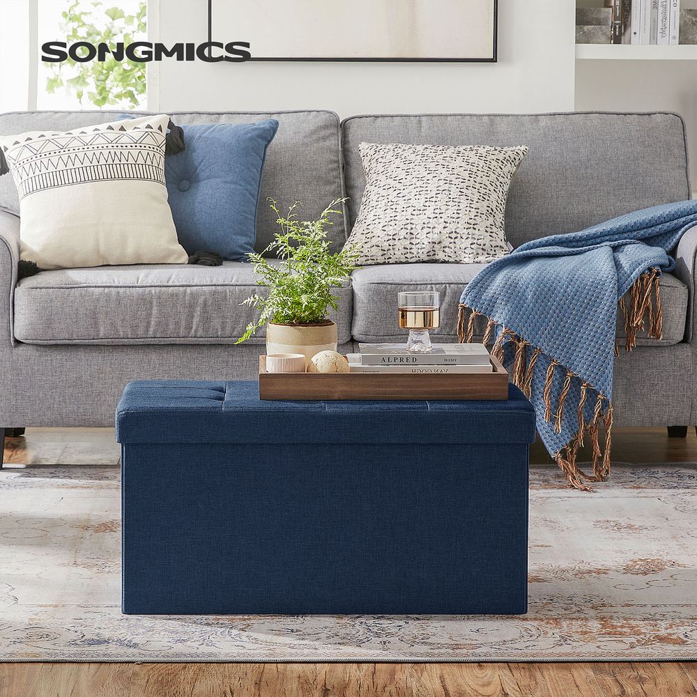 SONGMICS 30 Inches Folding Storage Ottoman Bench
