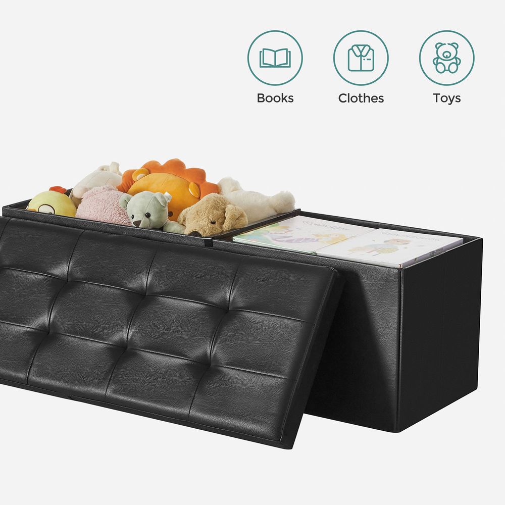 SONGMICS Folding Storage Ottoman Bench with Flipping Lid