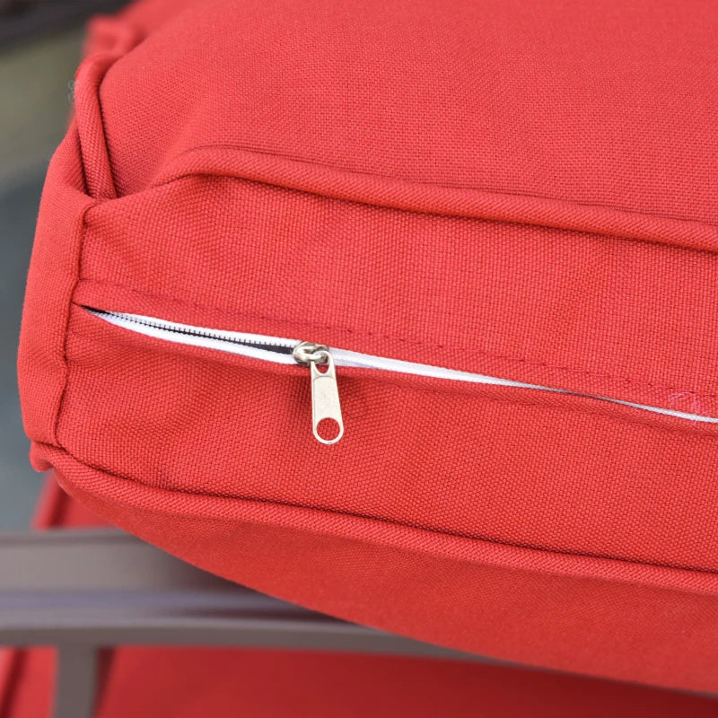 Outsunny 4 PCS Patio PE Rattan Wicker Sofa Set Outdoor Conversation Furniture w/ Two Tier Tea Table & Cushions, Red