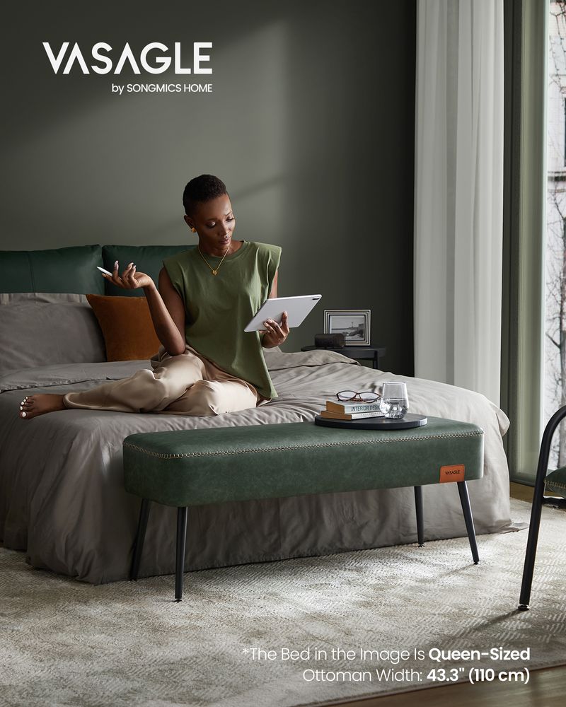 VASAGLE EKHO Collection - Ottoman Bench with Steel Legs