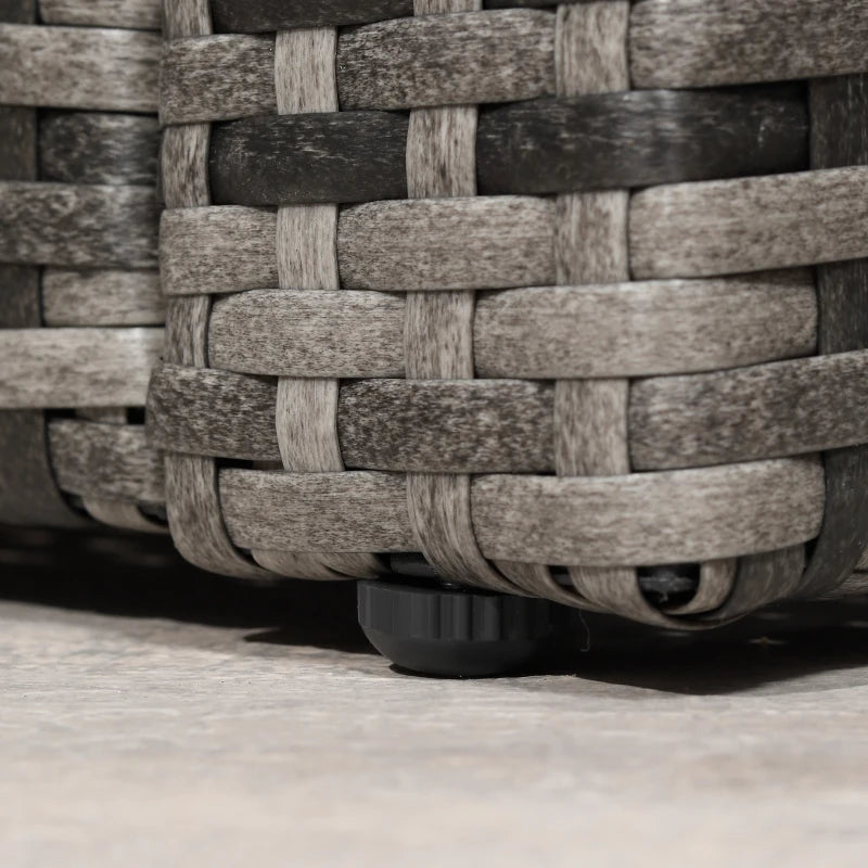 Outsunny 6 Piece Patio Furniture Set, Rattan Wicker Patio Sofa Set Sectional Outdoor Conversation Sofa Set Storage Table & Cushions, Blue