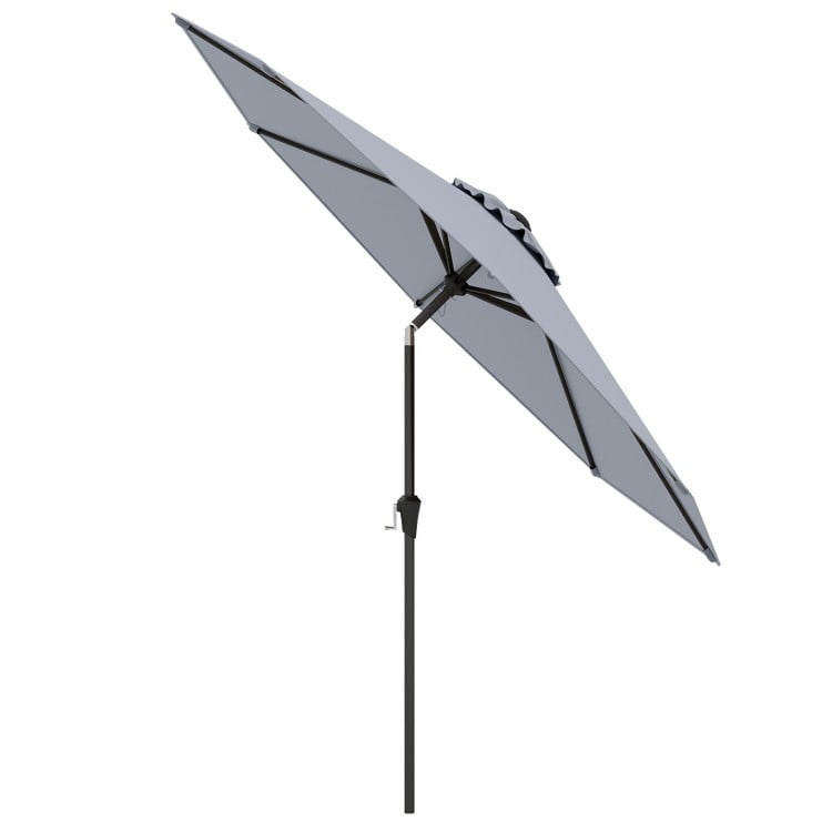 9 FT Outdoor Market Patio Table Umbrella Push Button Tilt Crank Lift-gray