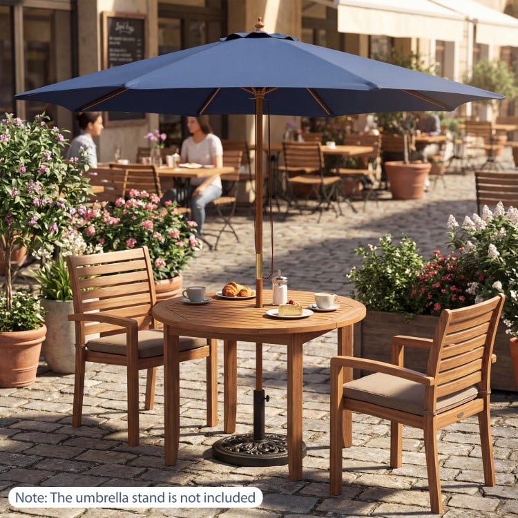 9 FT Patio Umbrella Outdoor Table Market Umbrella with 8 Sturdy Bamboo Ribs-Navy