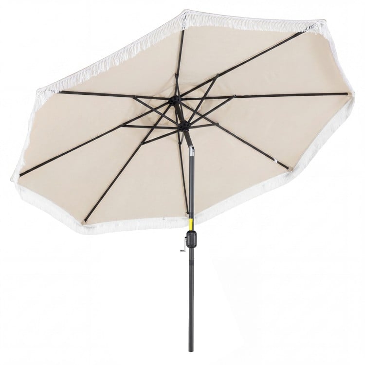 9 FT Patio Umbrella with Sun-Protective Canopy for Patio Garden Pool-Beige