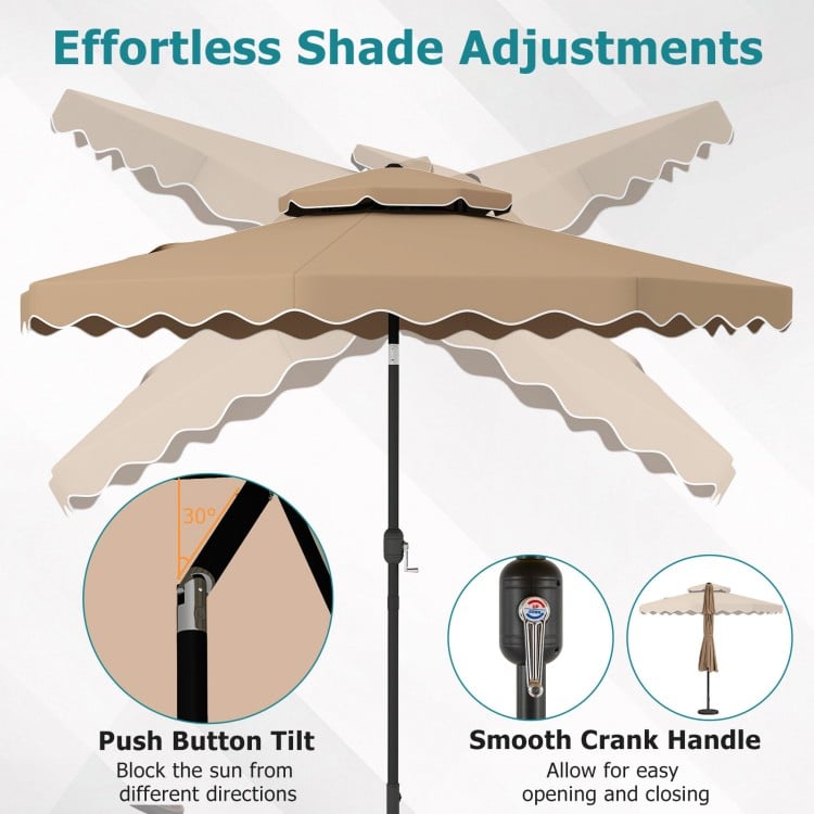 9 Feet Patio Umbrella with Push Button Tilt and Crank-Coffee