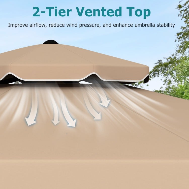 9 Feet Patio Umbrella with Push Button Tilt and Crank-Coffee