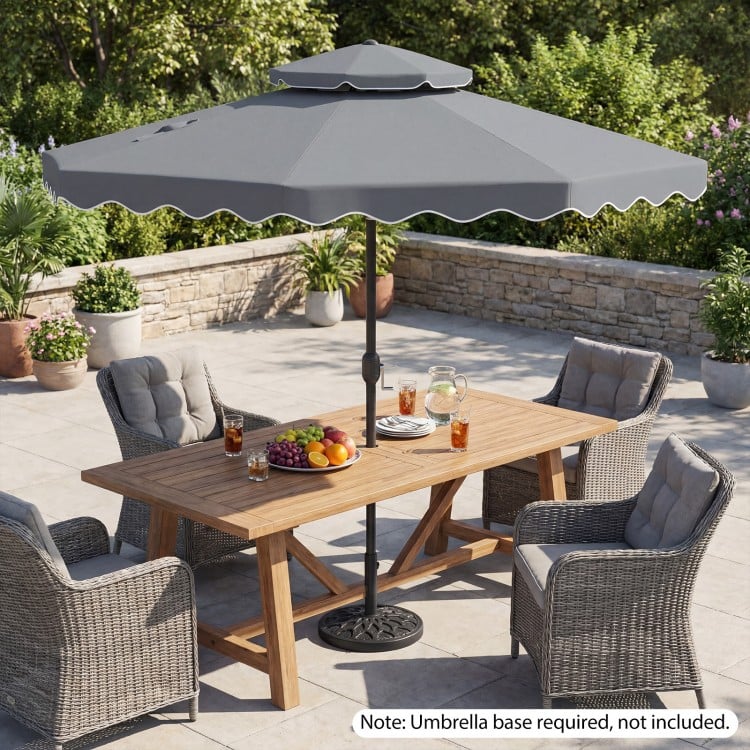 9 Feet Patio Umbrella with Push Button Tilt and Crank-Gray