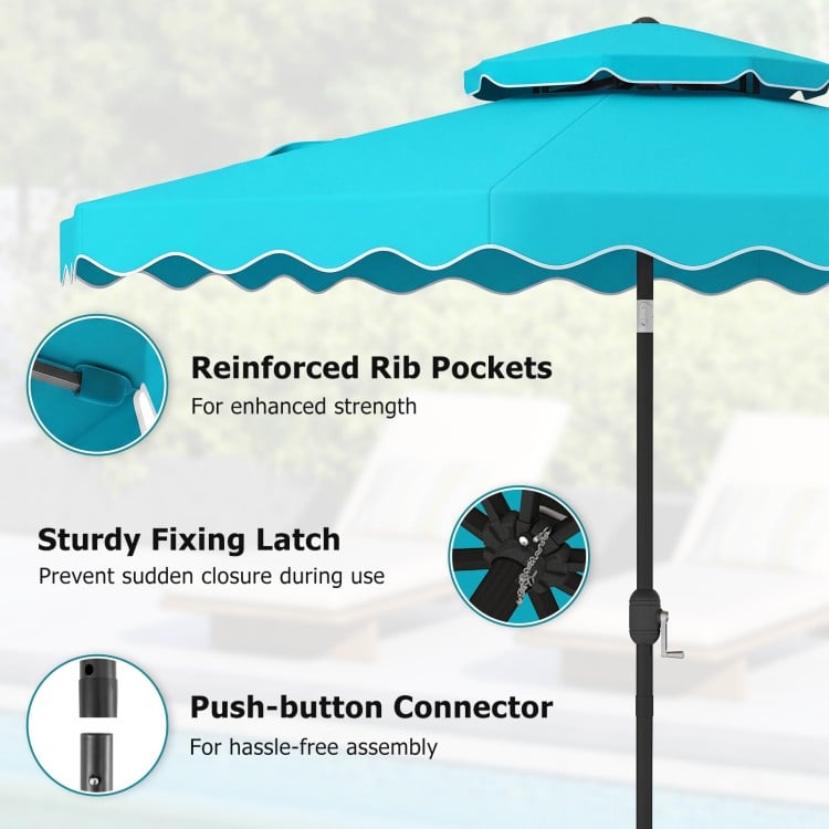9 Feet Patio Umbrella with Push Button Tilt and Crank-Turquoise