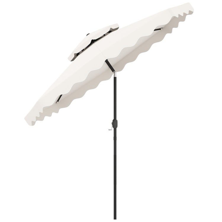 9 Feet Patio Umbrella with Push Button Tilt and Crank-Beige