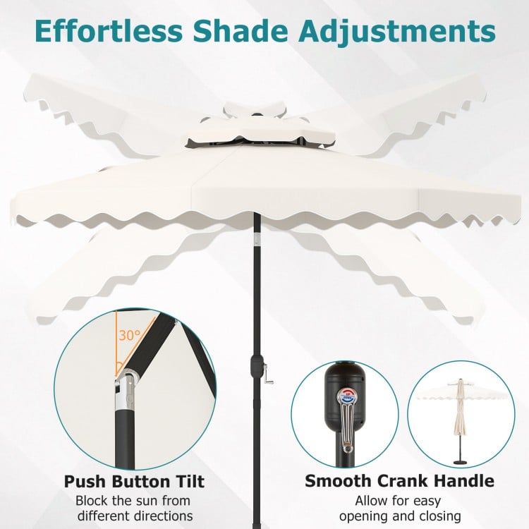 9 Feet Patio Umbrella with Push Button Tilt and Crank-Beige