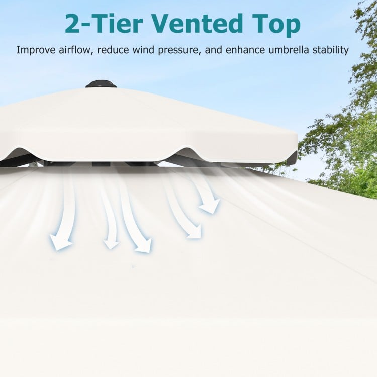 9 Feet Patio Umbrella with Push Button Tilt and Crank-Beige