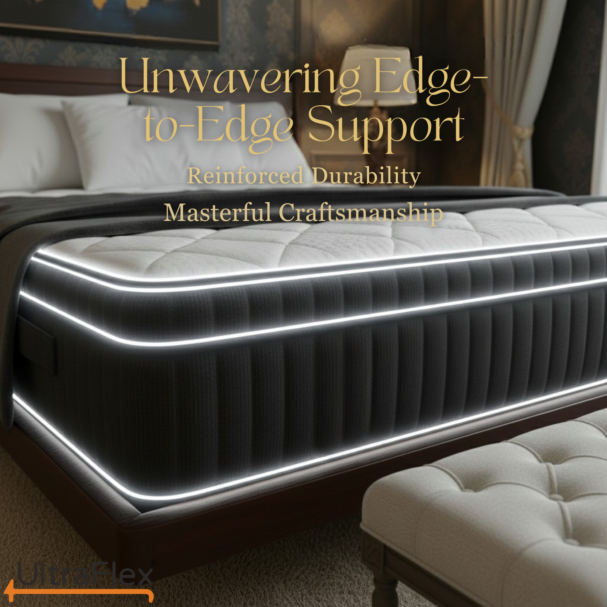 UltraFlex® Opulence Medium Firm Orthopedic Hybrid Mattress – Canadian-Made Advanced Cooling Gel & Pocket Coil System for Undisturbed Sleep & Edge-to-Edge Support