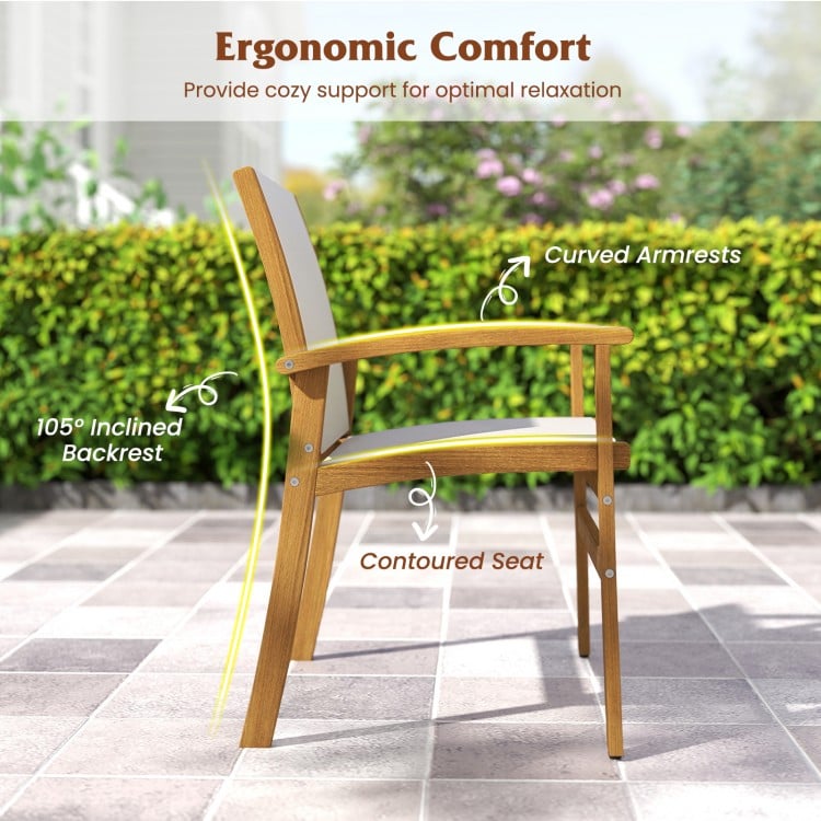 9 Pieces Outdoor Acacia Wood Patio Dining Set for 6-8-Yellow
