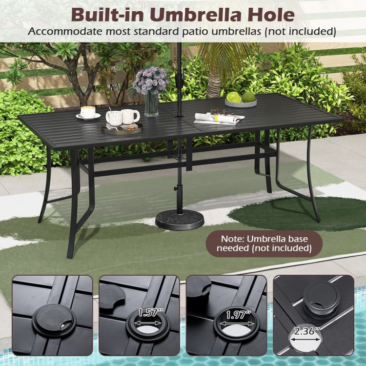 9 Pieces Patio Dining Set for 8 Outdoor Rectangular Table and Stackable Chairs-Brown