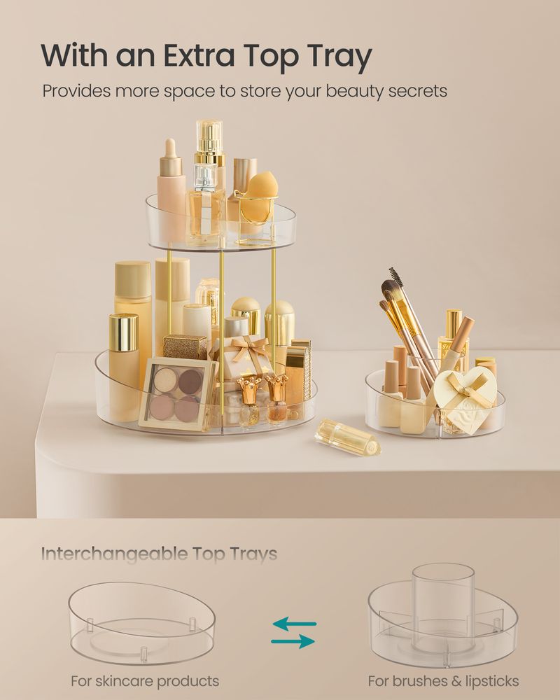 SONGMICS 2-Tier Round Rotating Makeup Organizer