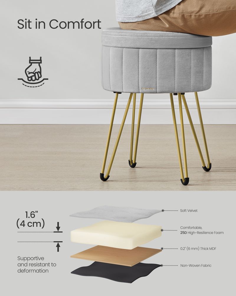 SONGMICS Small Vanity Stool Chair with Storage