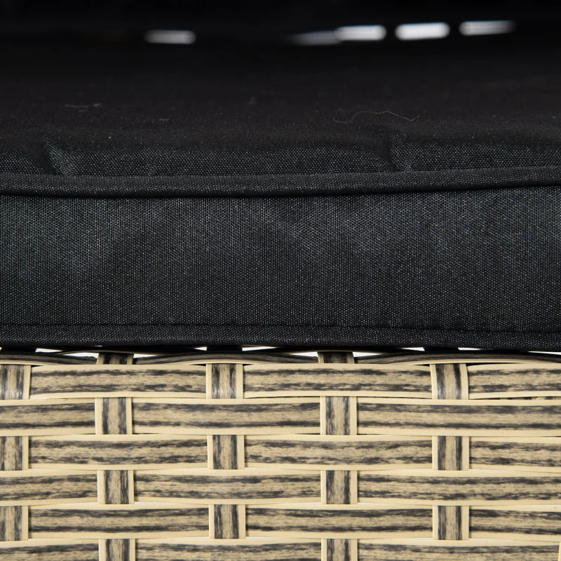 Outsunny 7 Pieces Patio Dining set, Outdoor Furniture Set, Wicker Armrests Chair and Tempered Glass Table Top, Black