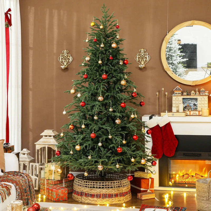 HOMCOM 23" Rustic Water Hyacinth Christmas Tree Skirt – Woven Tree Collar for Holiday, Party, & Home DecorationHOMCOM 23" Rustic Water Hyacinth Christmas Tree Skirt – Woven Tree Collar for Holiday, Party, & Home Decoration