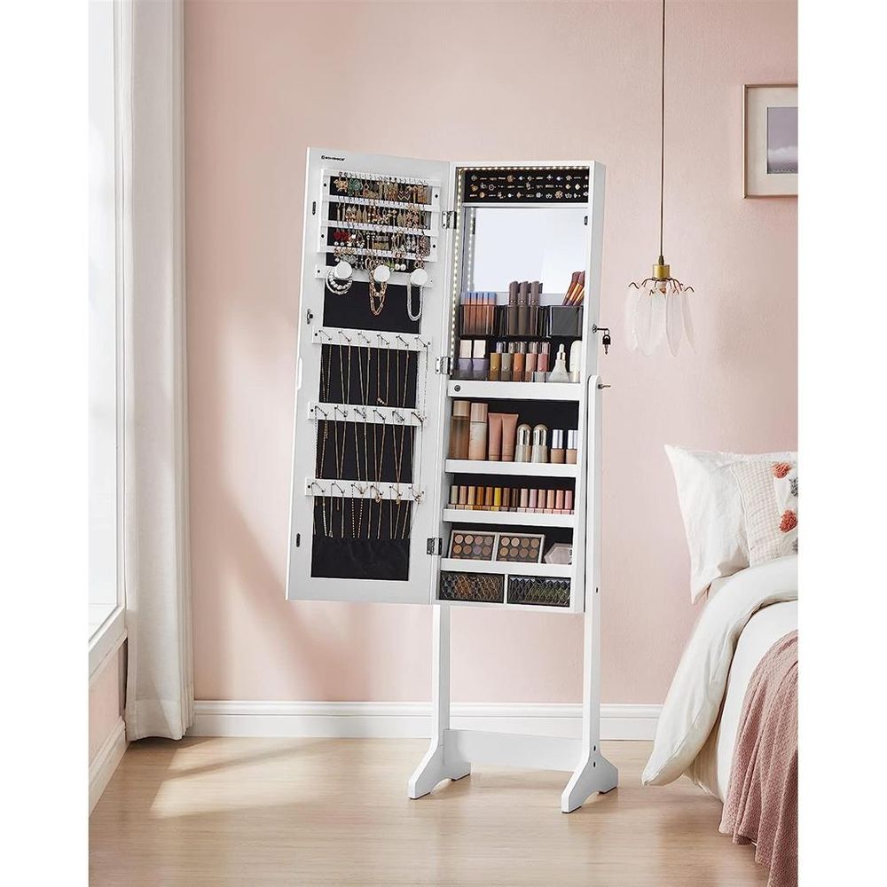 SONGMICS Mirror Jewelry Cabinet with LED Lights