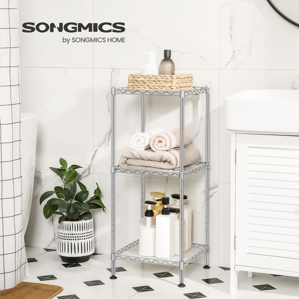 SONGMICS Wire Bathroom Shelf with Hook