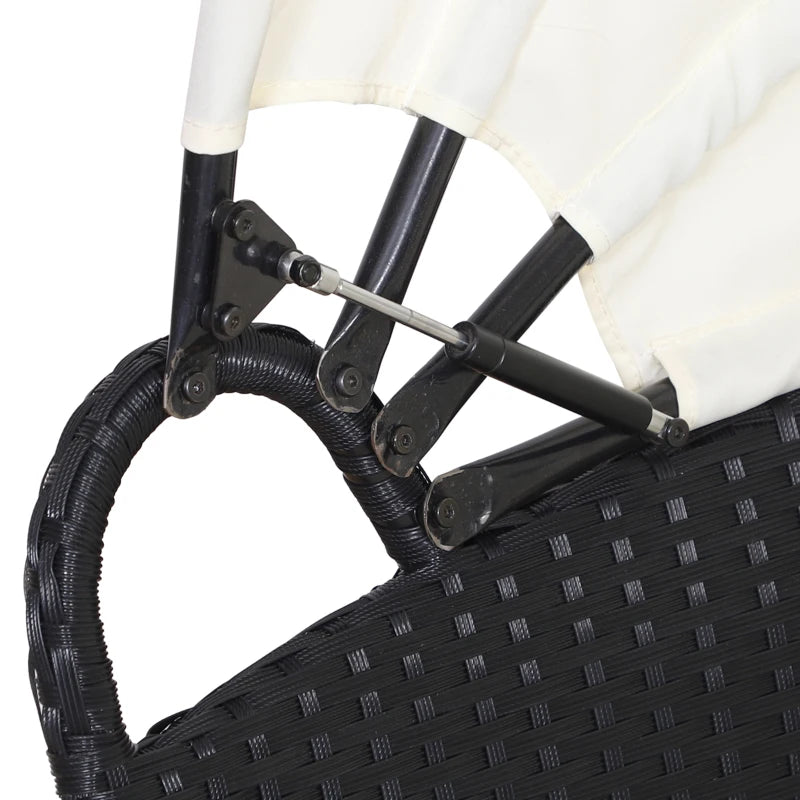 Outsunny 4 Pieces Outdoor Daybed, Patio Lounge Chair with Cushioned Round Sofa Bed, Sectional Patio Conversation Furniture Set with Canopy & Coffee Table, Black