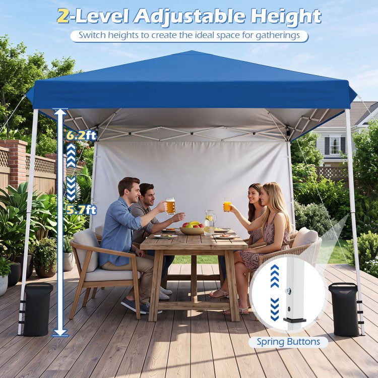 9 ft x 9 ft Pop Up Canopy Tent with Sidewall, Carry Bag, Sandbags & Ground Stakes