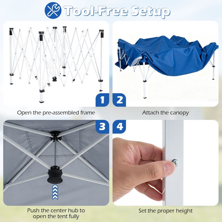 9 ft x 9 ft Pop Up Canopy Tent with Sidewall, Carry Bag, Sandbags & Ground Stakes