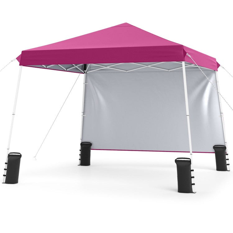 9 ft x 9 ft Pop Up Canopy Tent with Sidewall, Carry Bag, Sandbags & Ground Stakes