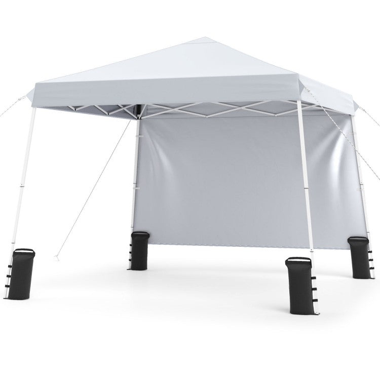 9 ft x 9 ft Pop Up Canopy Tent with Sidewall, Carry Bag, Sandbags & Ground Stakes