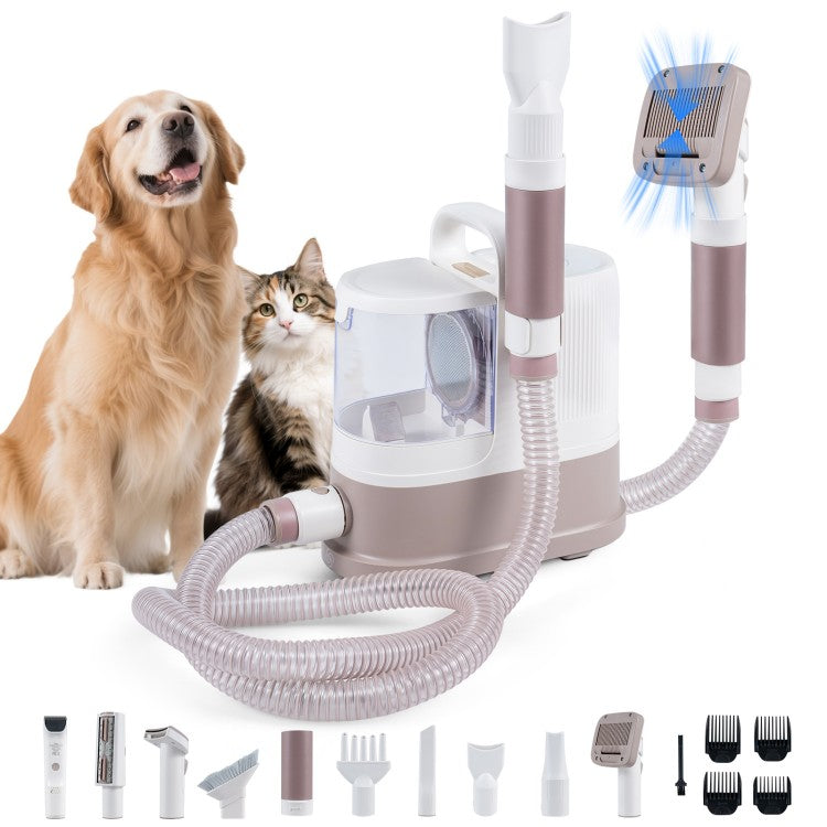 9-in-1 Pet Grooming Vacuum Kit with Dog Clippers, Dryer & Deshedding Tools for Dogs & Cats