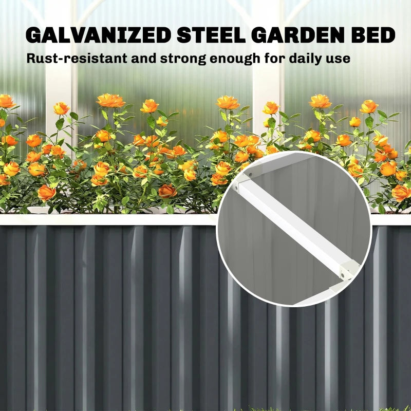 Galvanized Raised Garden Bed, Deep Rot Planter Box, Outdoor Garden Bed with Plant Labels, 7' x 2' x 2', Dark Grey