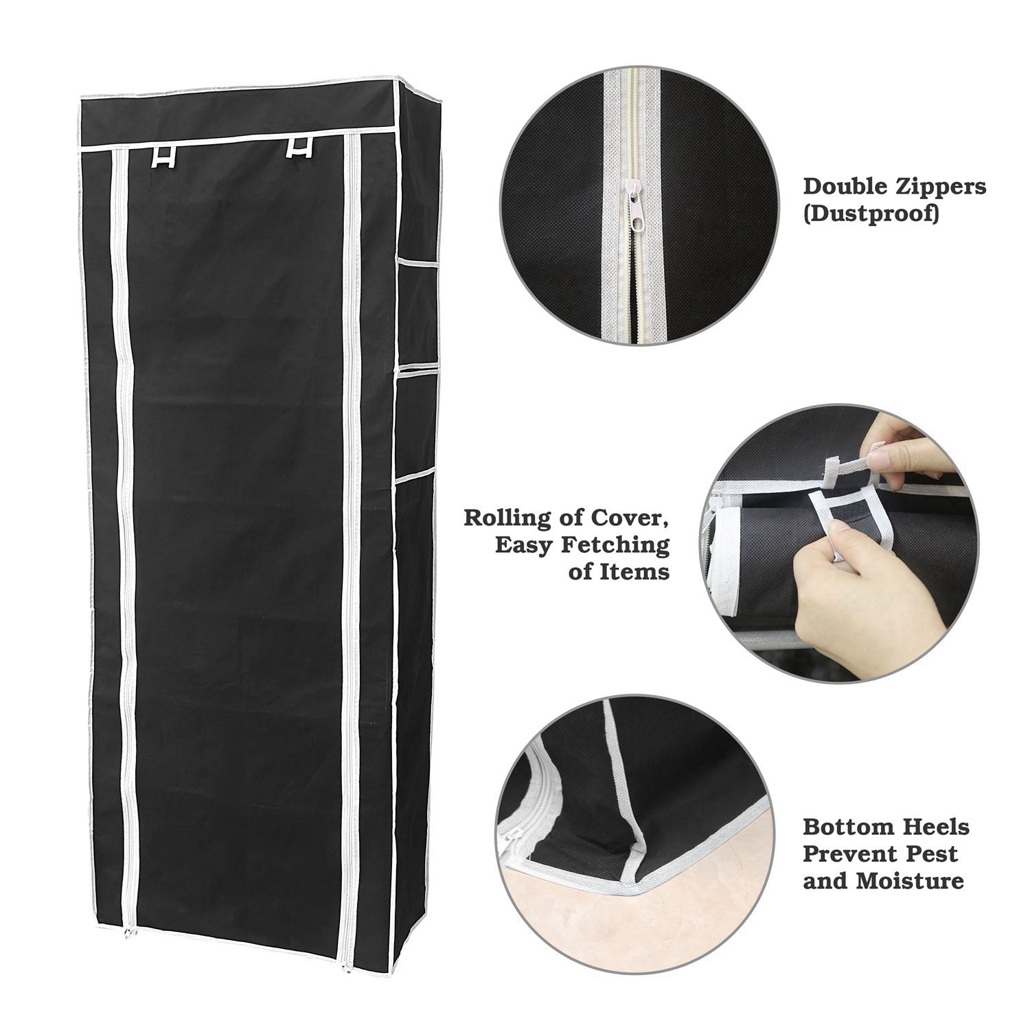 iMounTEK 10 Tiers DIY Shoe Cabinet Dustproof Easy Assemble Tidy Shoe Rack Non-Woven Fabric Holding 27 Pair Shoes Black