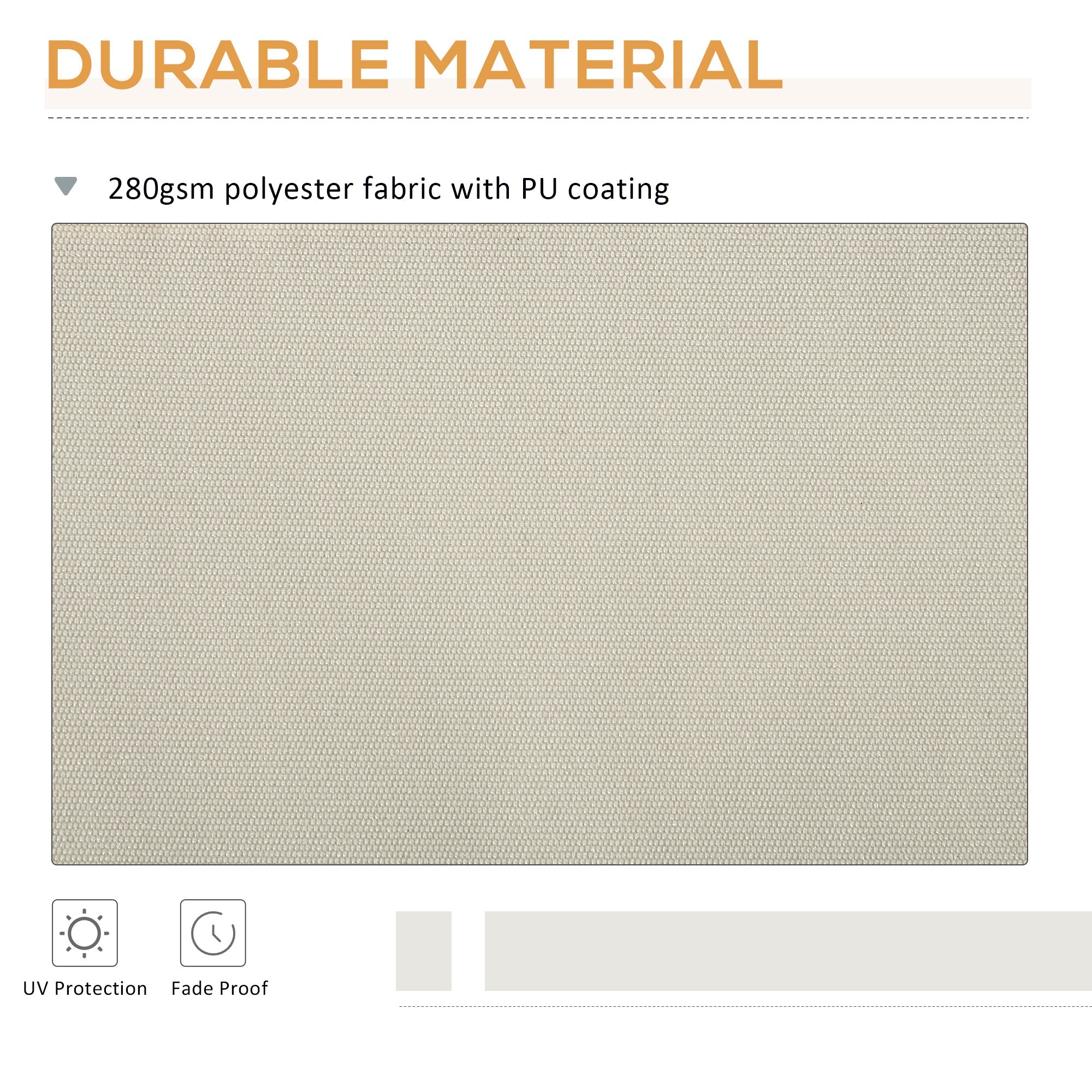 Outsunny Retractable Awning Replacement Fabric: 12'x10' Cream White UV Protection Sunshade Canopy Cover