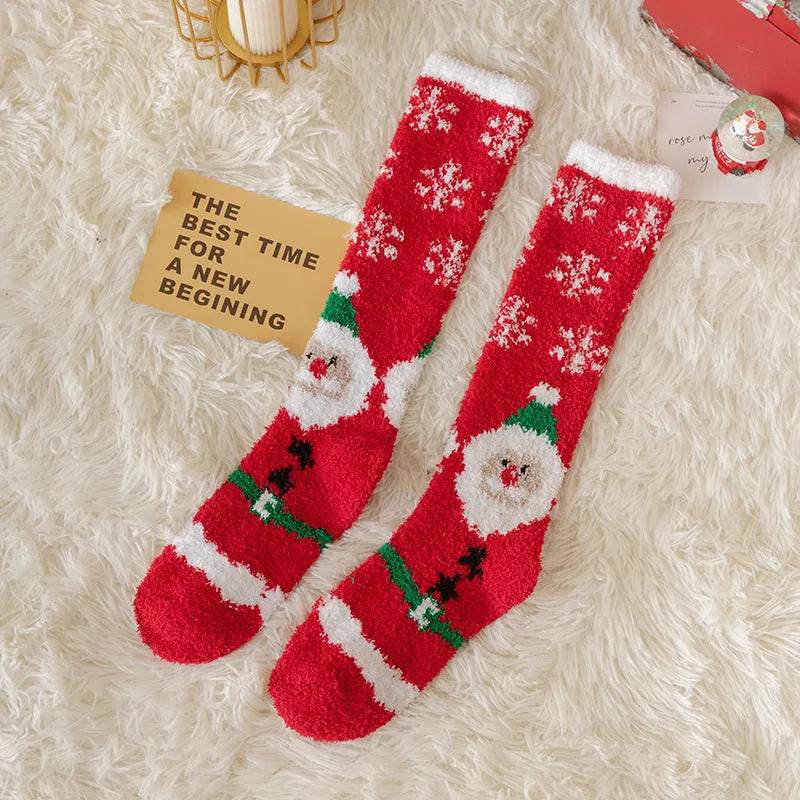 Coral Fleece Stockings Cartoon Thermal Christmas Room Socks