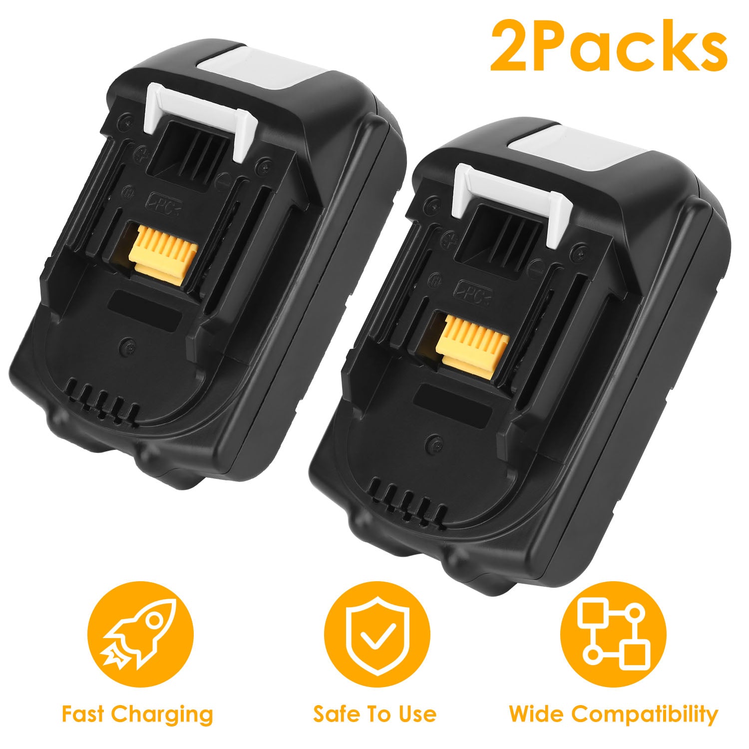 2Packs 18V Li-ion Power Tool Battery Replacement Fit for Makita 194205-3 194309-1 BL1830 BL1815 LXT400