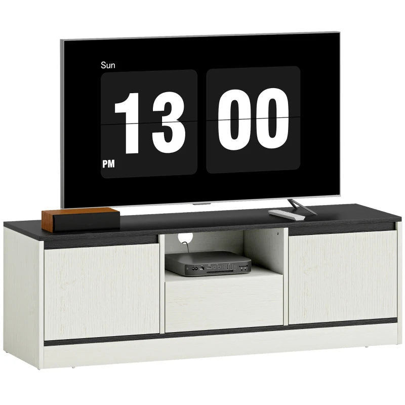 TV Stand for 43-55 Inch TV, Entertainment Center w/ Cabinets, Shelf, Drawer and Cable Management for Living Room, White