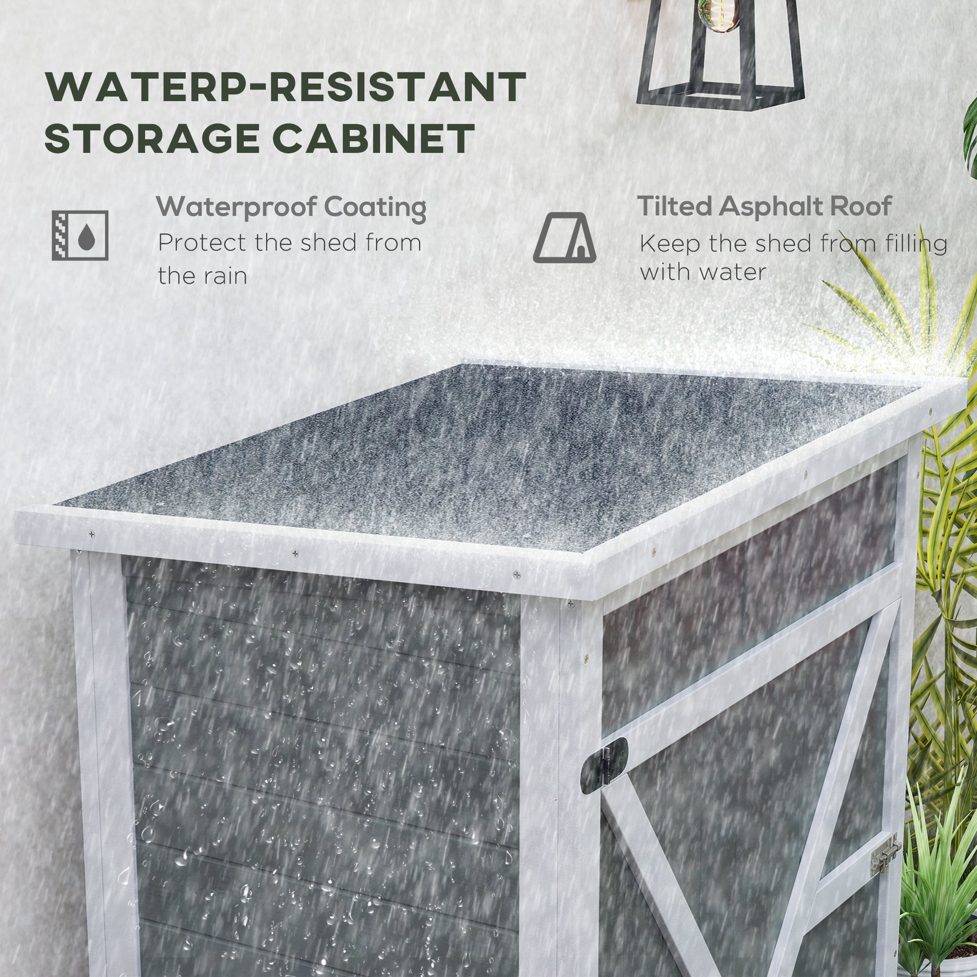 Outsunny Garden Storage Shed 29.9"x21.7"x45.3" with Asphalt Roof, Outdoor Cabinet with Shelves for Tools - Grey