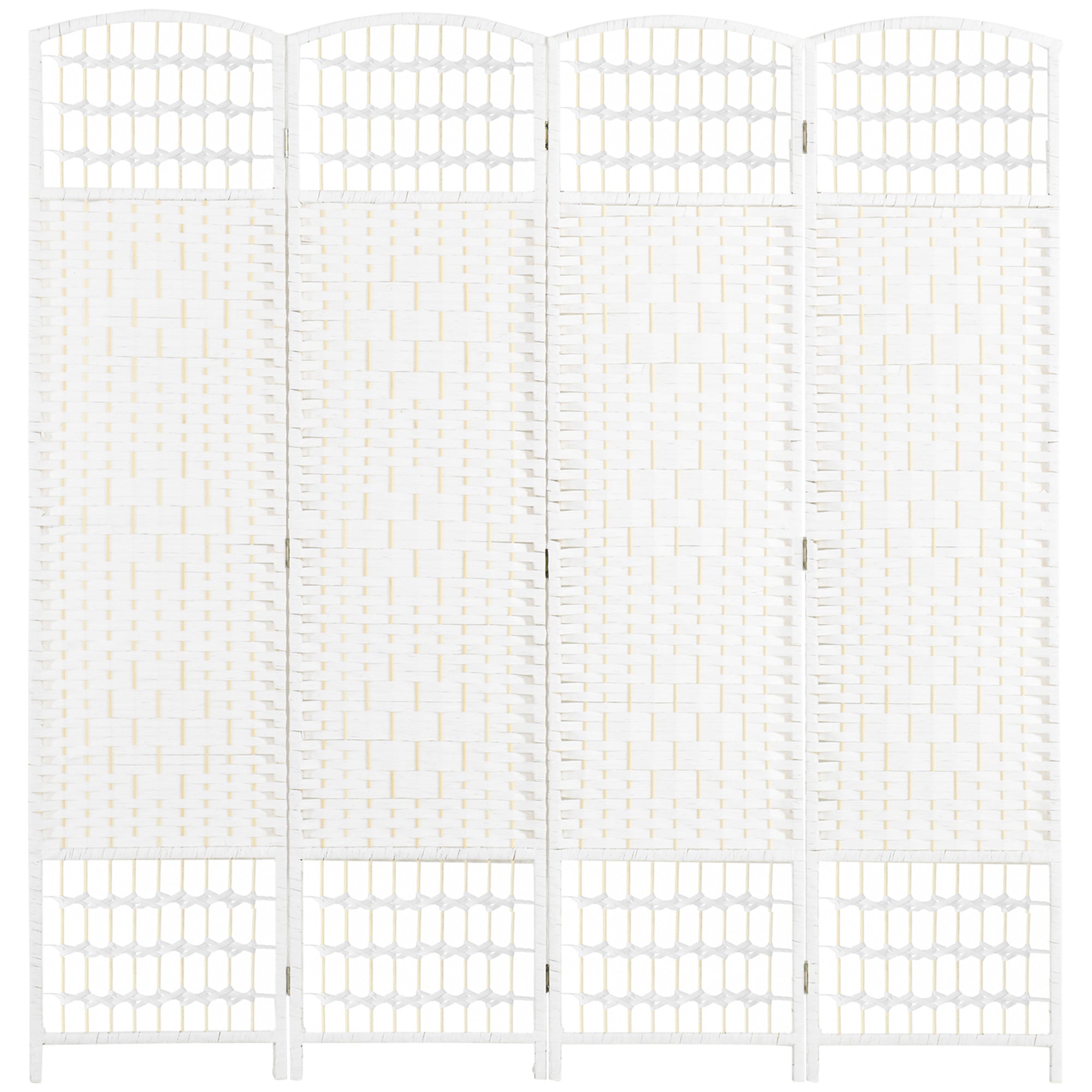 HOMCOM 4-Panel Folding Room Separator: Portable Privacy Screen Indoor Office Divider, White