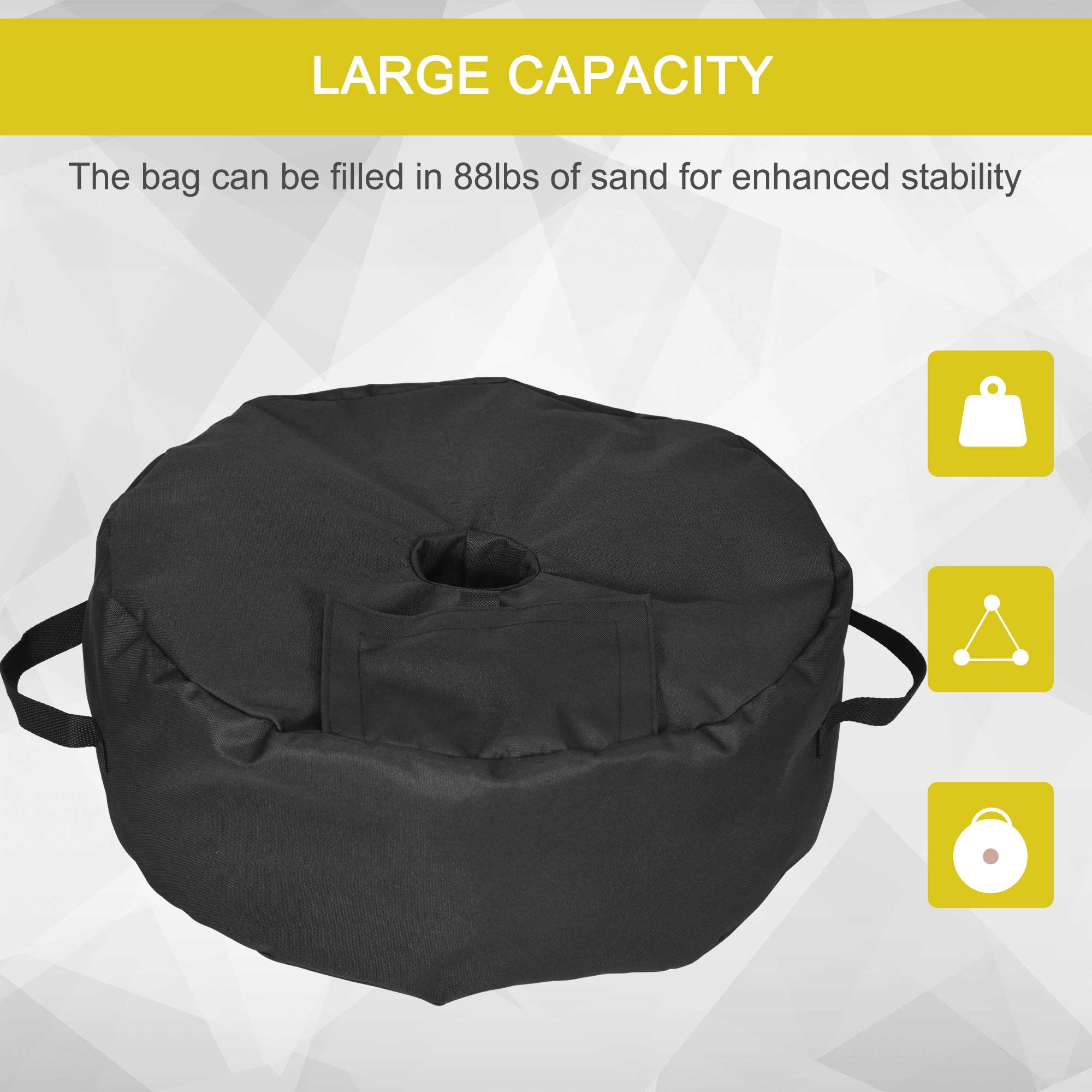 Outsunny 19" Round Patio Umbrella Base Weight Sand Bag Weather Resistant up to 88lbs Black Outdoor Stability