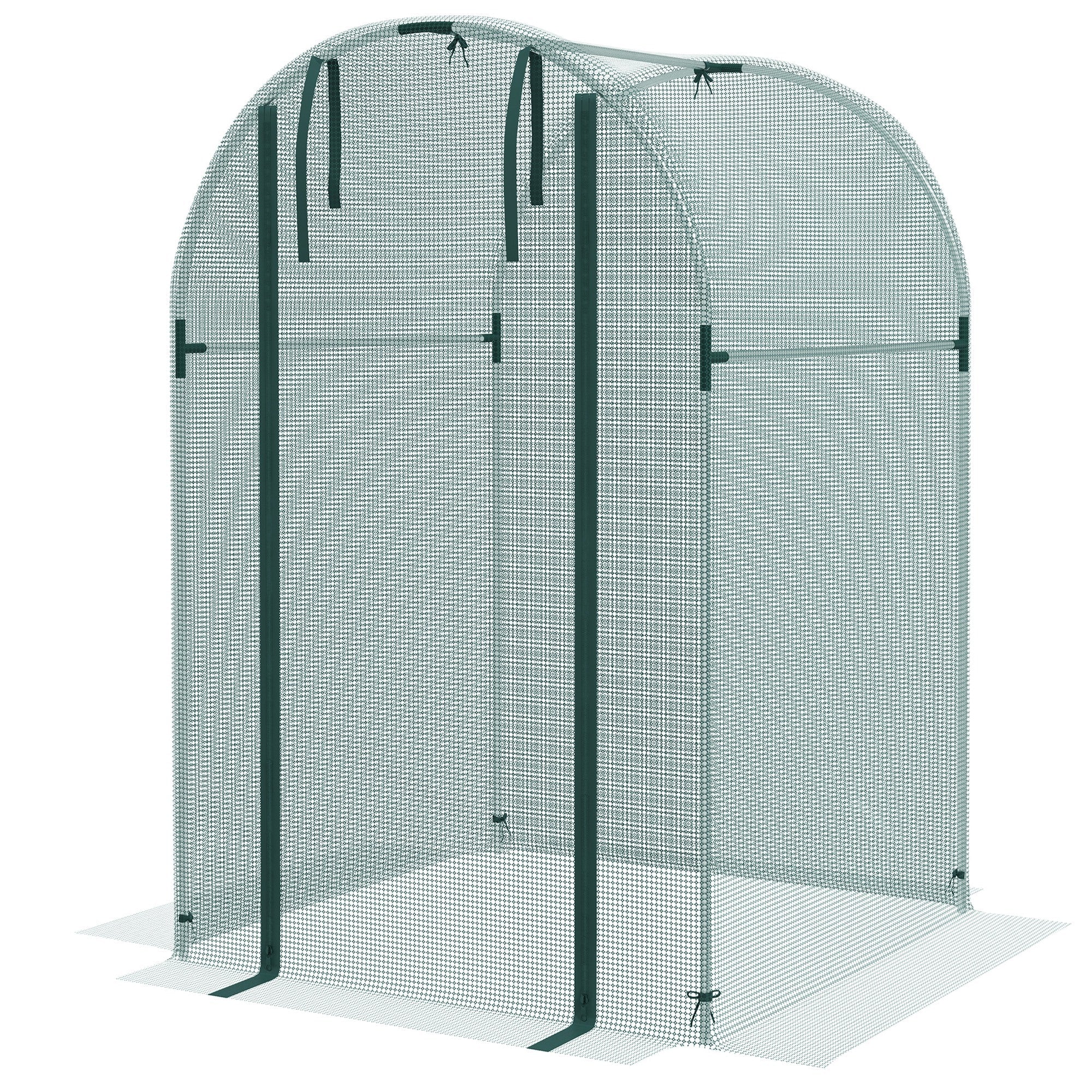 Outsunny Galvanized Steel Crop Cage, Plant Protection Tent with Zippered Door, 4' x 4', Green