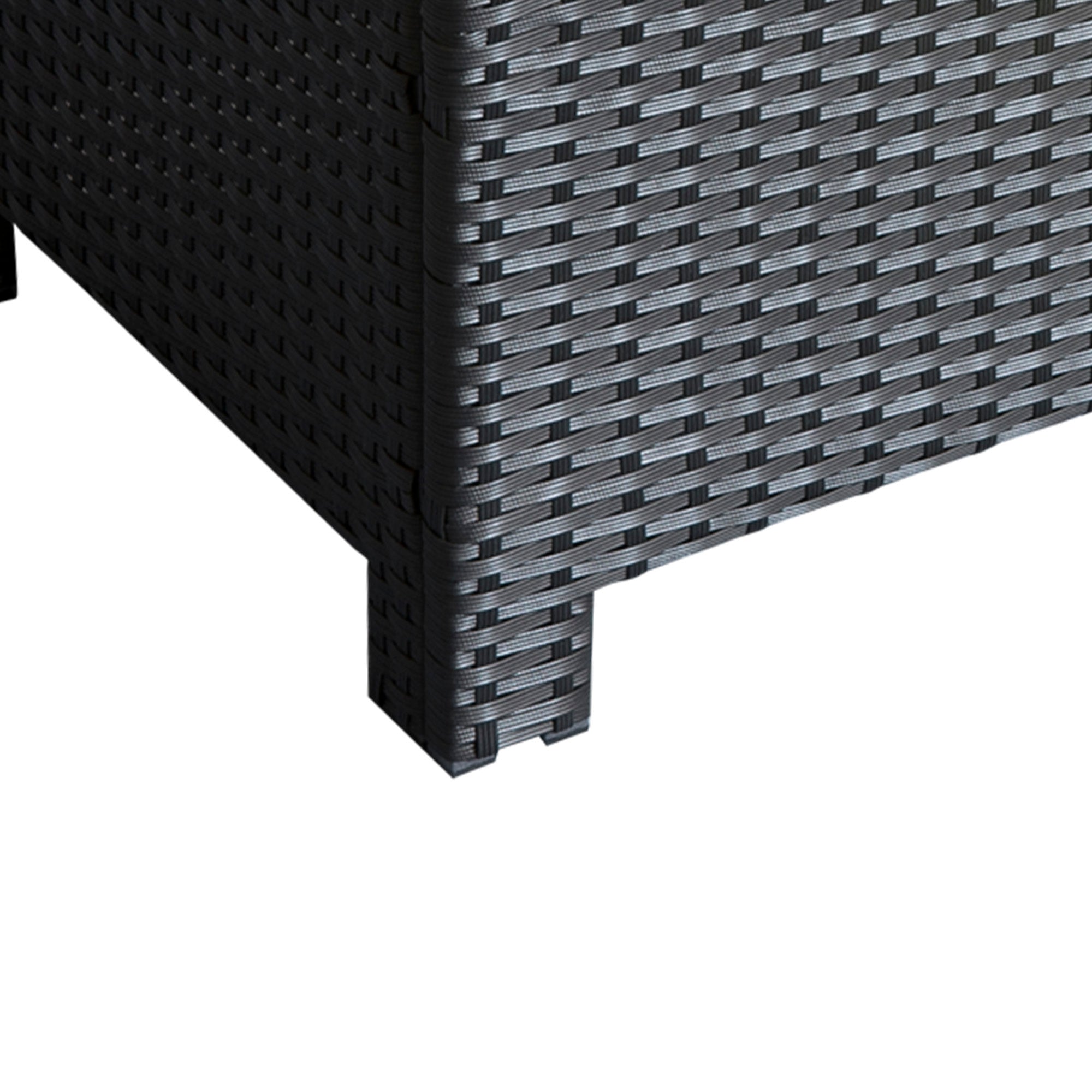 Outsunny Rattan Wicker Coffee Table with Glass Top - Black Outdoor Garden Patio Furniture