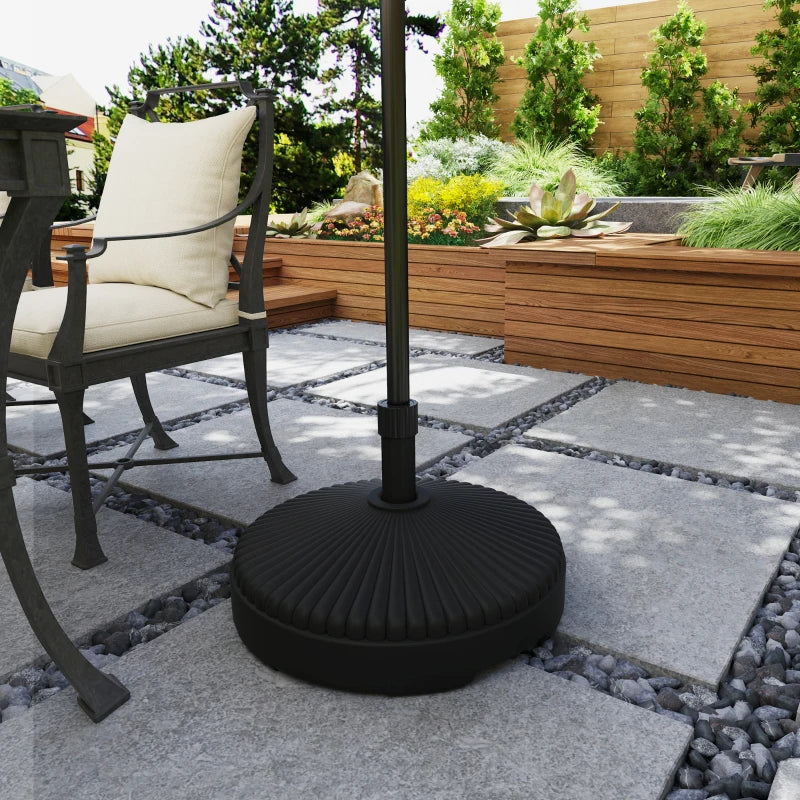 Round Plastic Patio Umbrella Base Parasol Holder Outdoor Umbrella Stand, Filled Up to 62lbs with Sand or 51lbs with Water for Garden, Poolside, Black