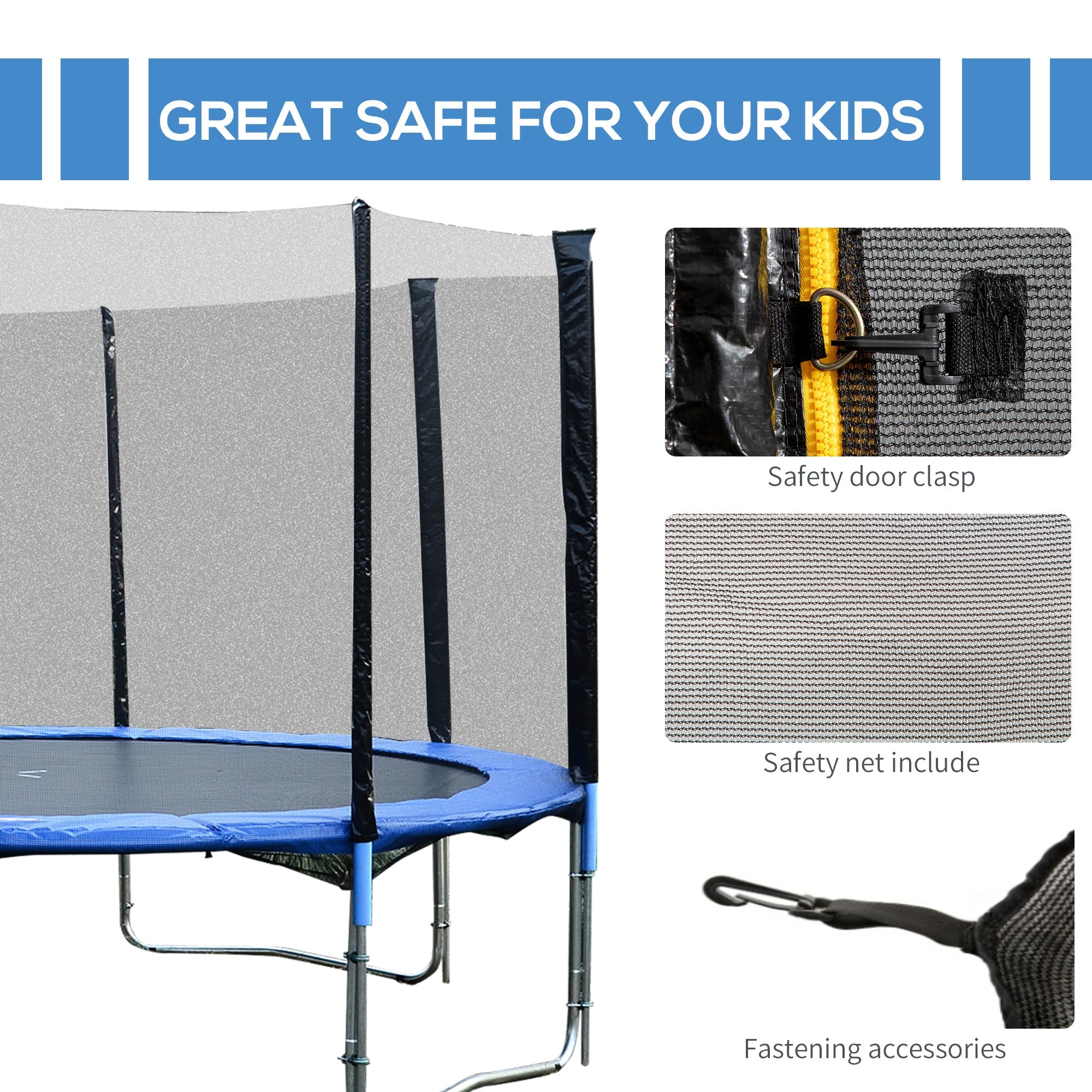 Soozier 14FT Trampoline Net Enclosure Safety Accessories with 8 Poles