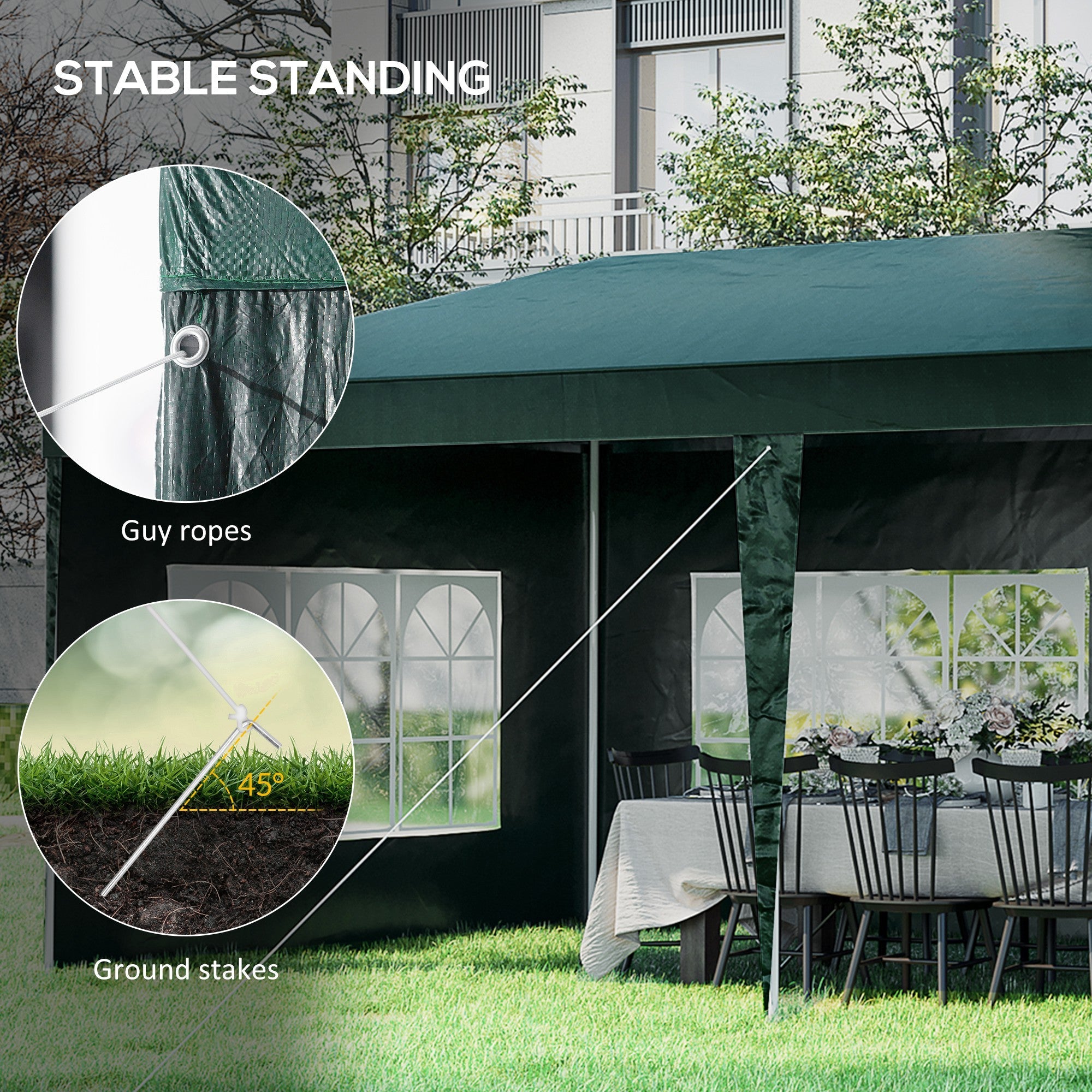 Outsunny 19' x 9' Party Tent Gazebo Canopy with 4 Removable Window Side Walls for Outdoor Event with Wind Ropes and Ground Stakes