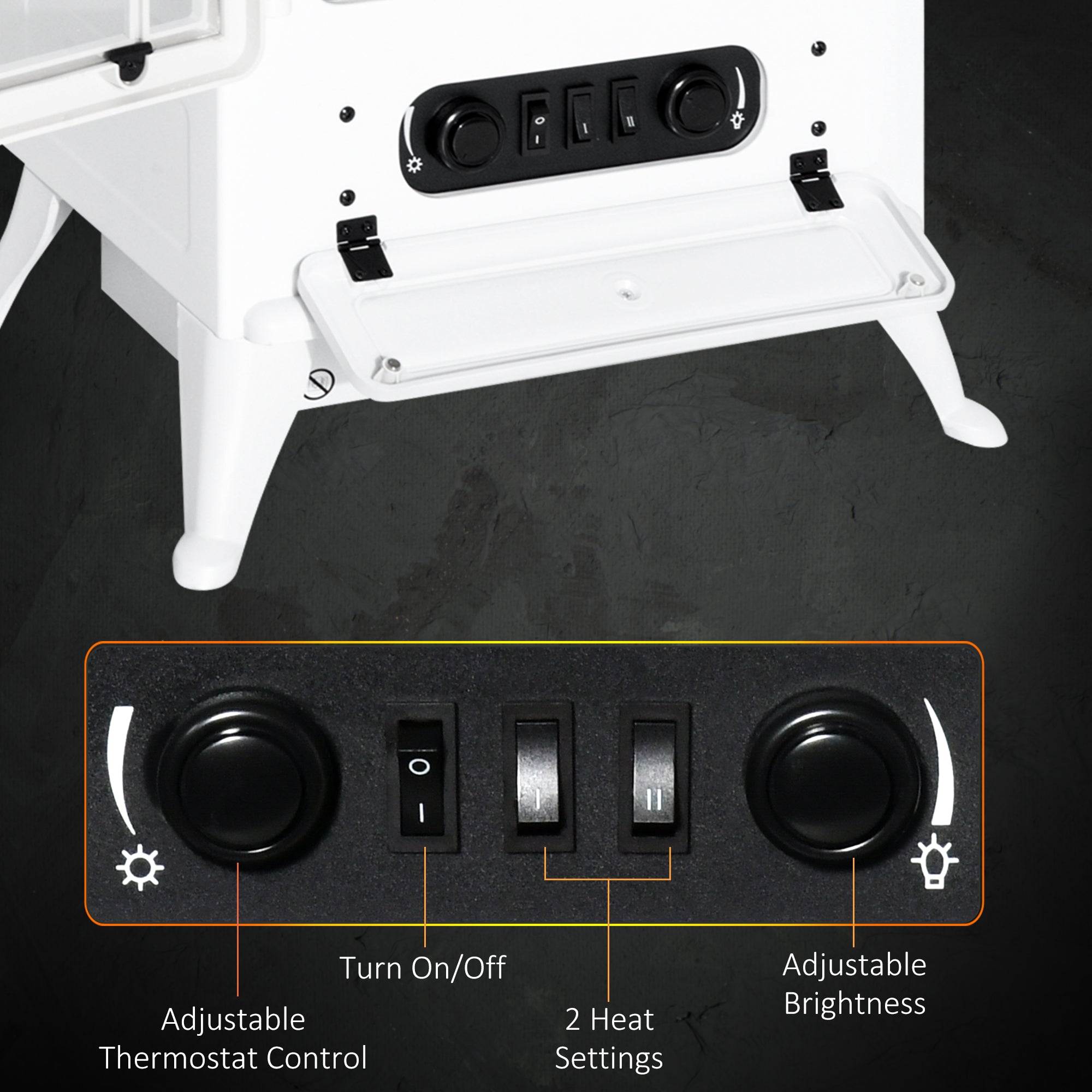 HOMCOM 16" Freestanding Electric Fireplace Heater Fire Stove with Wood Burning Flame 750/1500W White