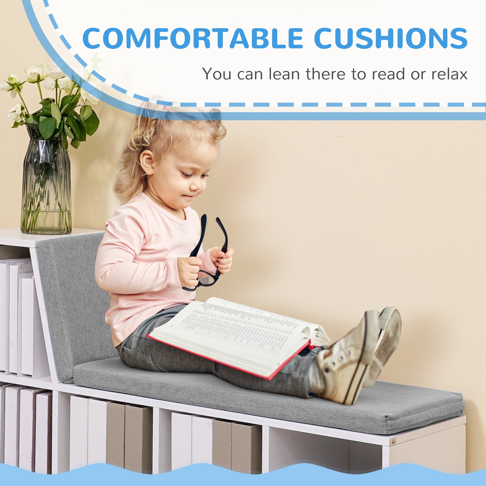 HOMCOM 2-Tier Bookcase: Grey Modern Freestanding Bookshelf for Home Office Display