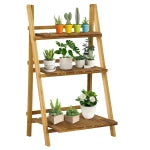 Outdoor Plant Stand, Foldable 3-Tier Wooden Plant Shelf